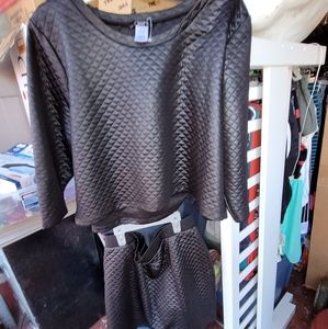 2 pc skirt long sleeve shirt black 3x